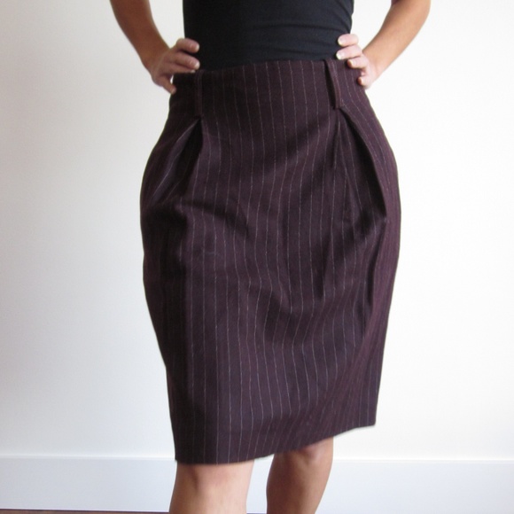 Bagatelle - Wool Burgundy Pencil Skirt - Picture 2 of 16
